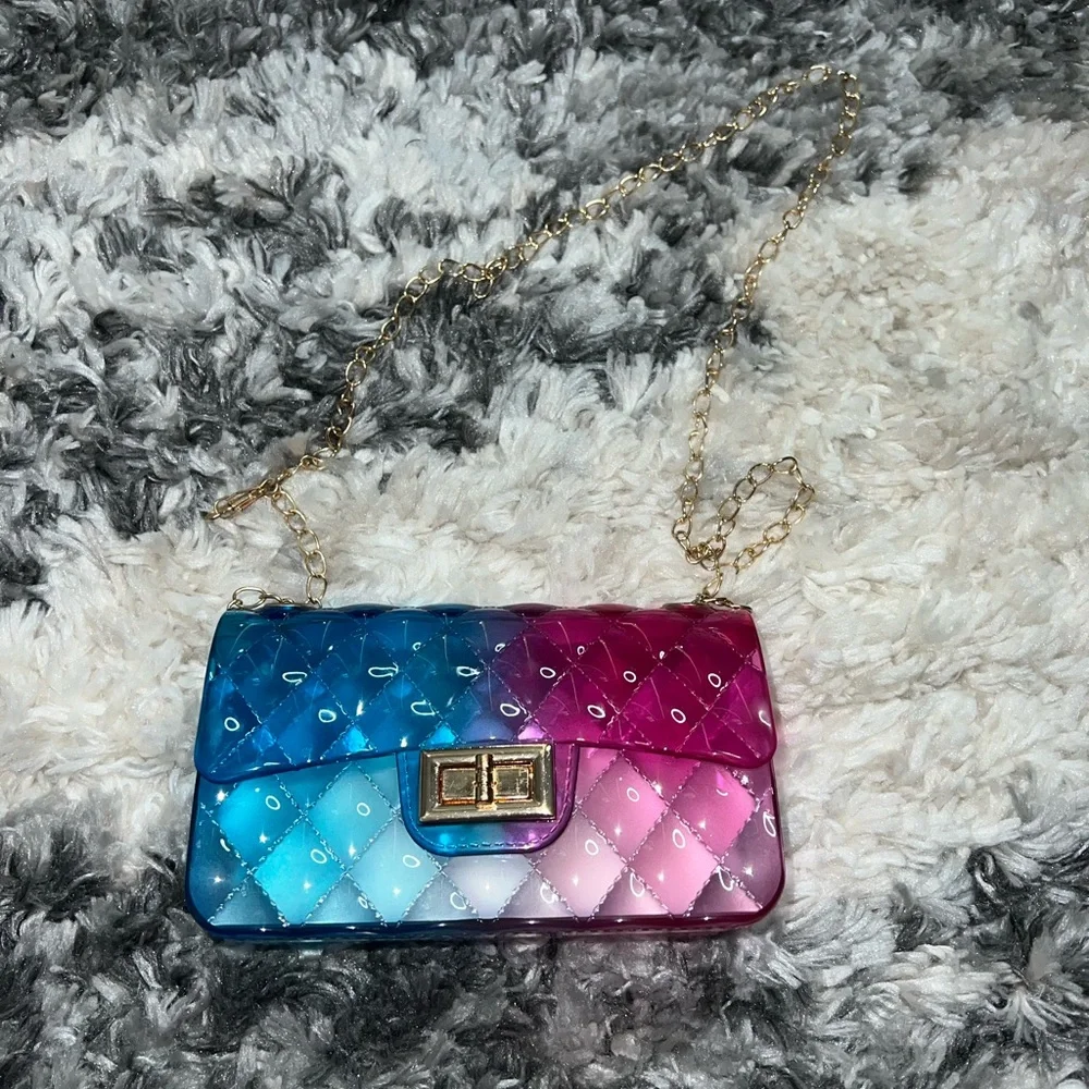 Charlotte Russe Jelly Transparent Blue Pink Crossbody Purse - Picture 1 of 6